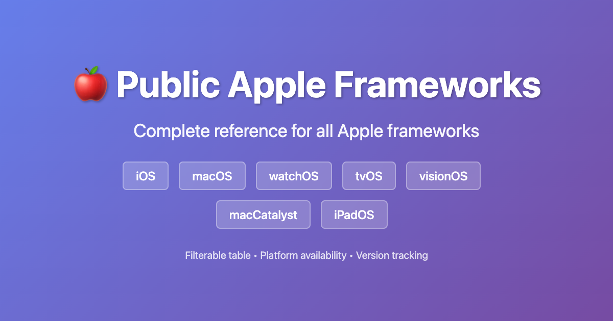 Public Apple Frameworks
